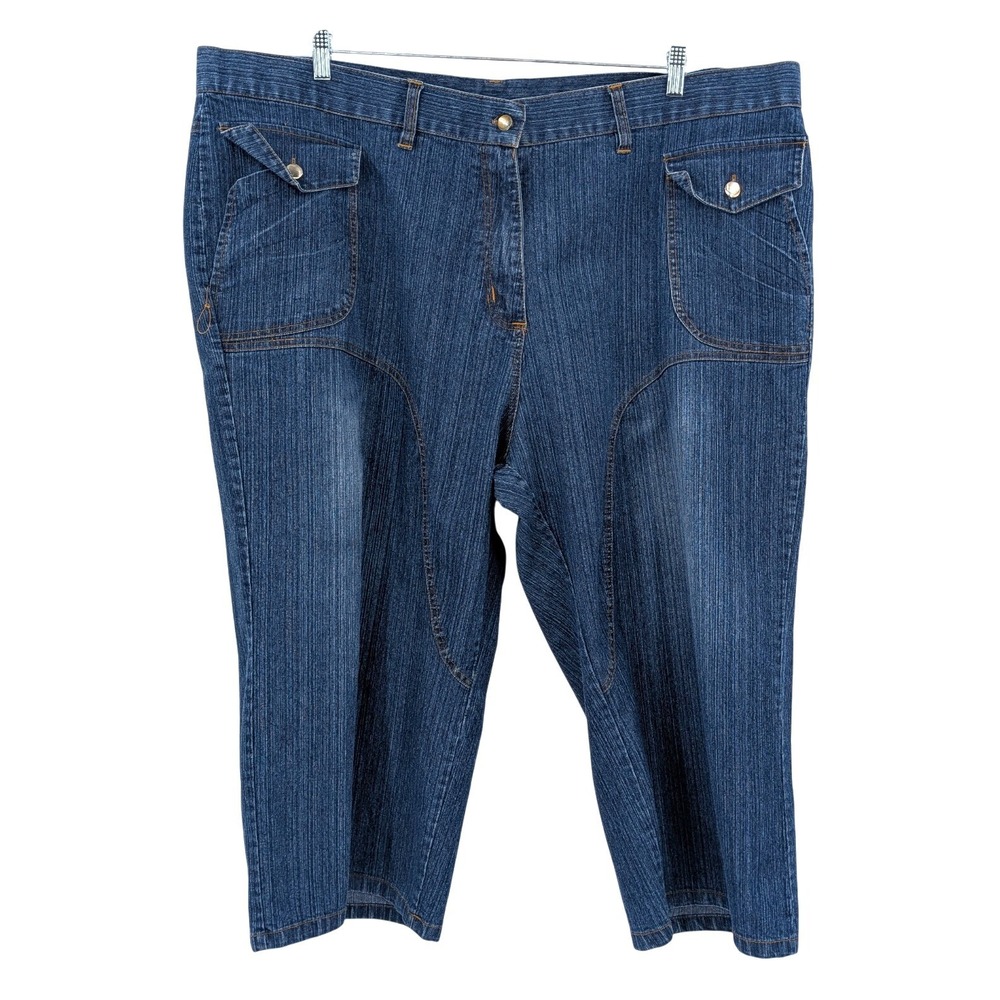 Y2K Capri Jeans Cropped Stretch Denim Boho Casual‎ Line Jeans 30